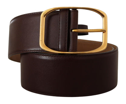 Ceinture en cuir marron foncé Dolce &amp; gabbana avec boucle dorée