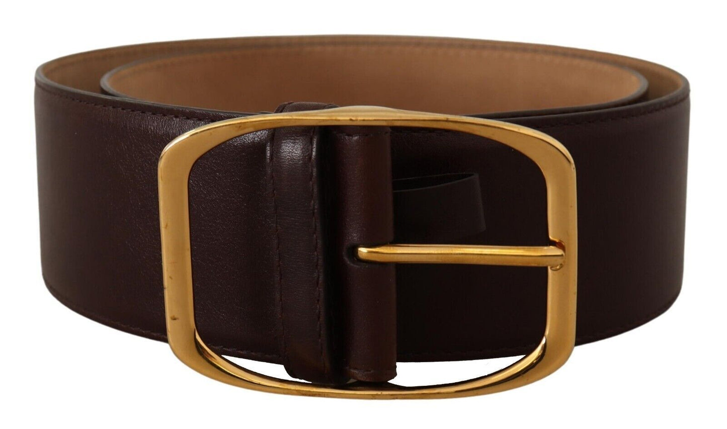 Ceinture en cuir marron foncé Dolce &amp; gabbana avec boucle dorée