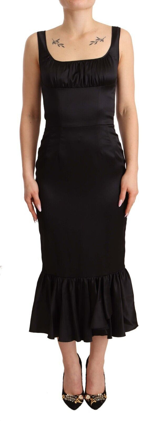 Robe fourreau midi en soie noire Dolce &amp; gabbana