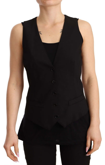 Gilet en laine mélangée noire Dolce &amp; Gabbana