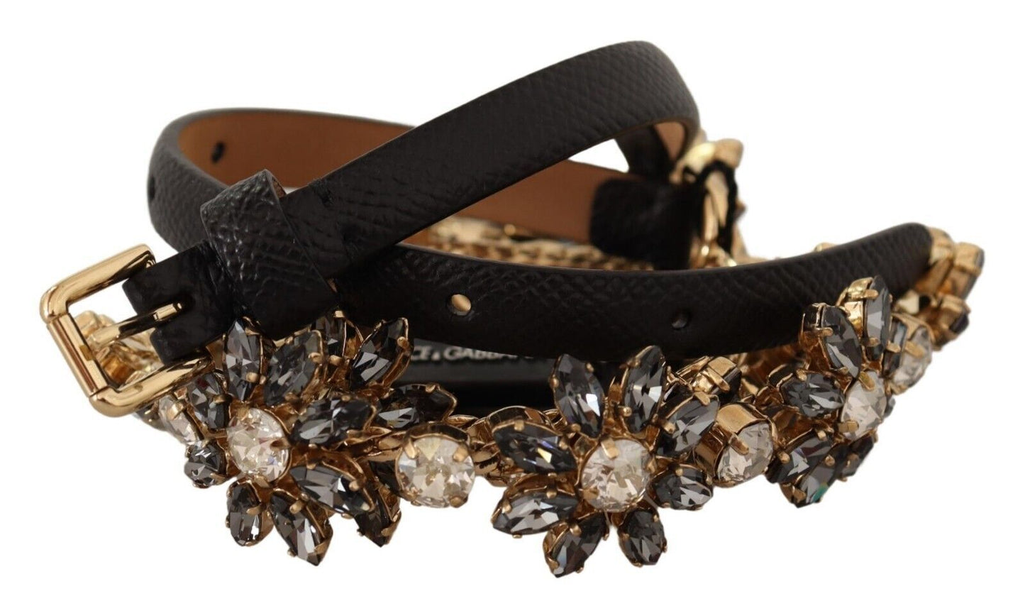 Ceinture en cuir à marguerite et cristaux Dolce &amp; Gabbana