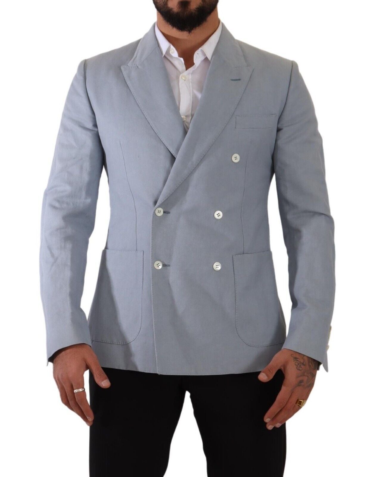 Dolce &amp; Gabbana Blazer croisé bleu clair coupe slim