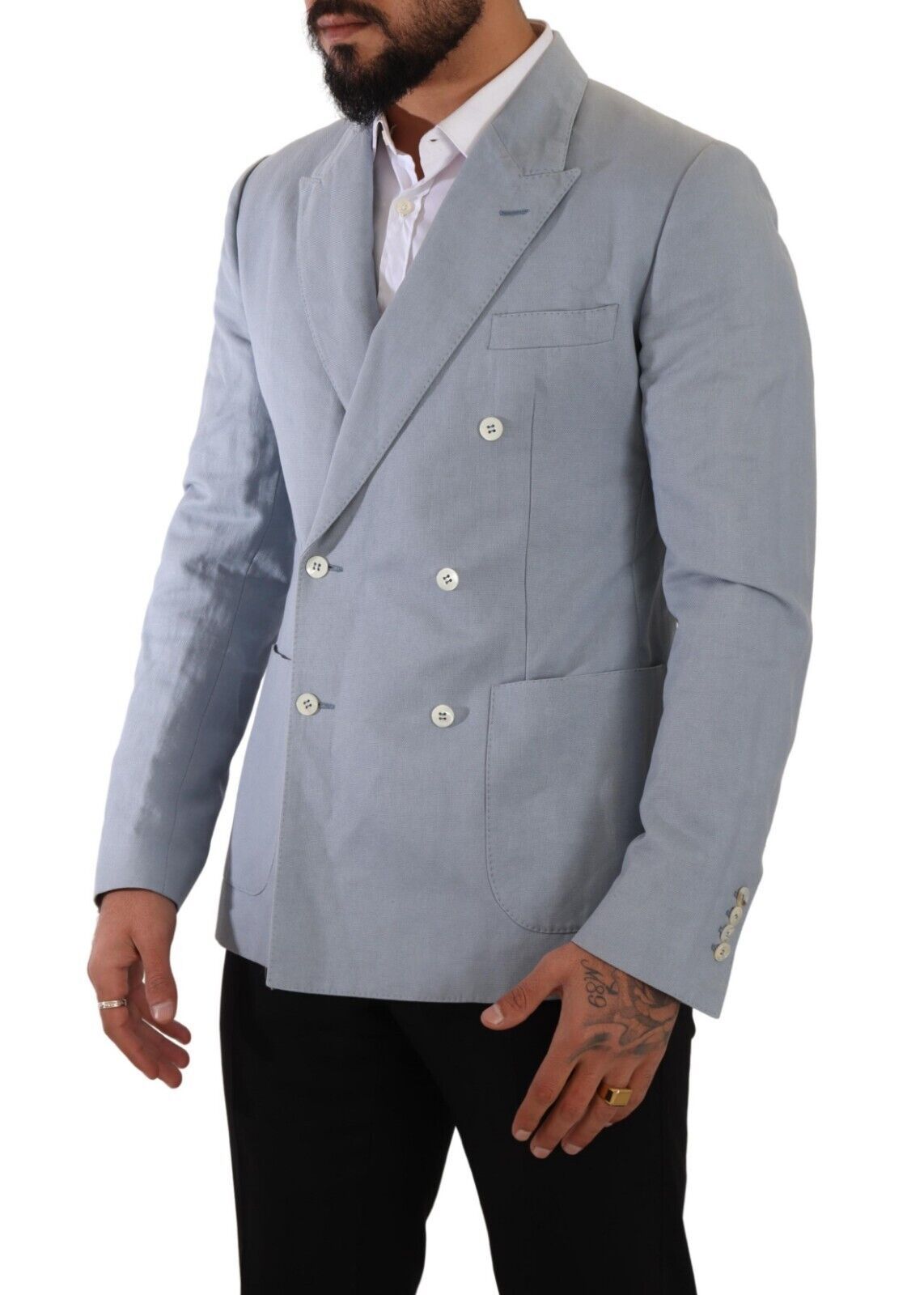 Dolce &amp; Gabbana Blazer croisé bleu clair coupe slim