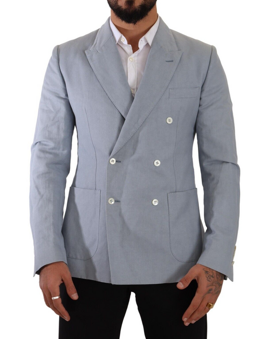 Dolce &amp; Gabbana Blazer croisé bleu clair coupe slim