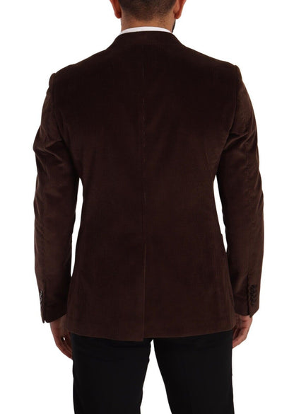 Dolce &amp; Gabbana Blazer slim en velours côtelé marron