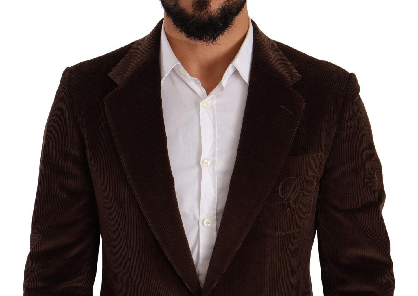 Dolce &amp; Gabbana Blazer slim en velours côtelé marron