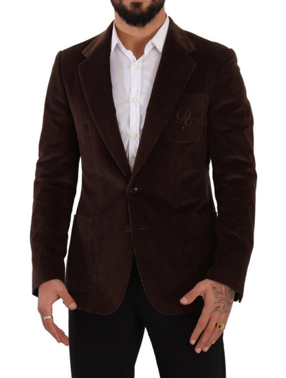 Dolce &amp; Gabbana Blazer slim en velours côtelé marron