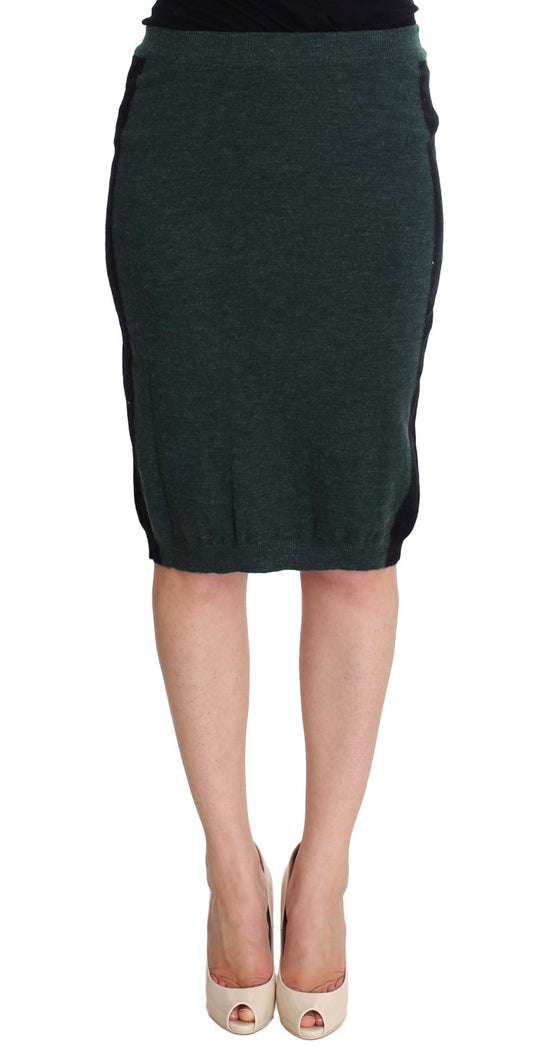 MILA SCHÖN Emerald Elegance Wool-Blend Pencil Skirt