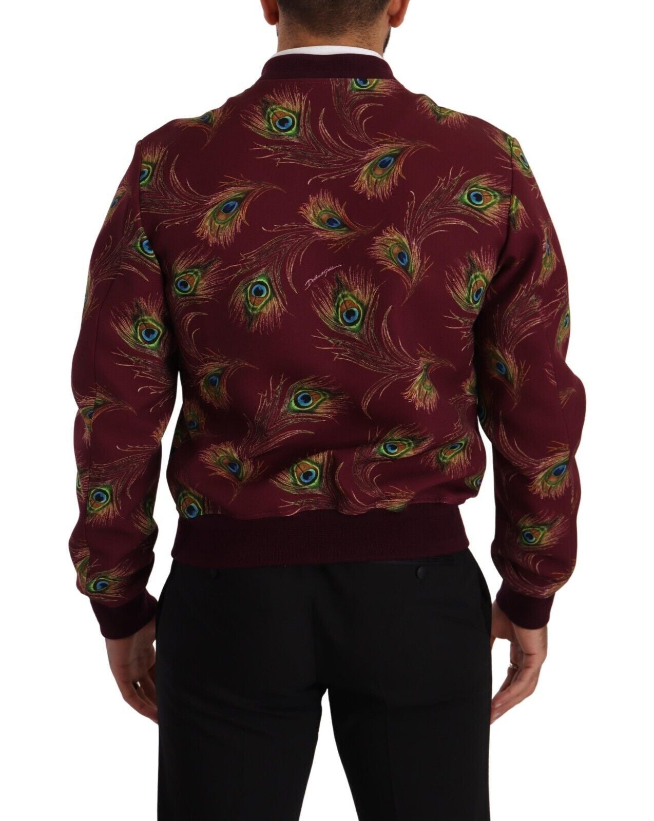 Dolce &amp; Gabbana - Blouson aviateur à imprimé paon rouge radiant