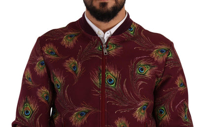 Dolce &amp; Gabbana - Blouson aviateur à imprimé paon rouge radiant