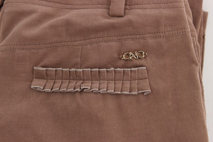 Costume national pantalon court en velours côtelé marron