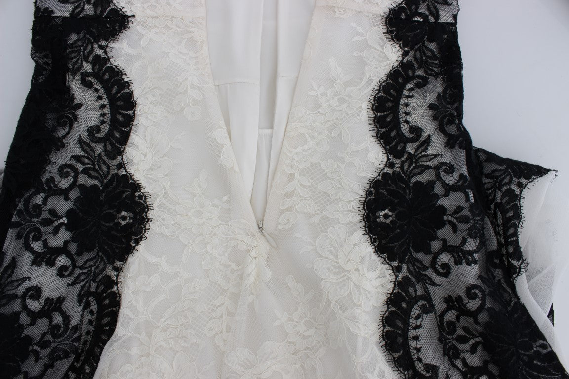 Dolce &amp; gabbana - Robe longue en soie mélangée et dentelle fleurie