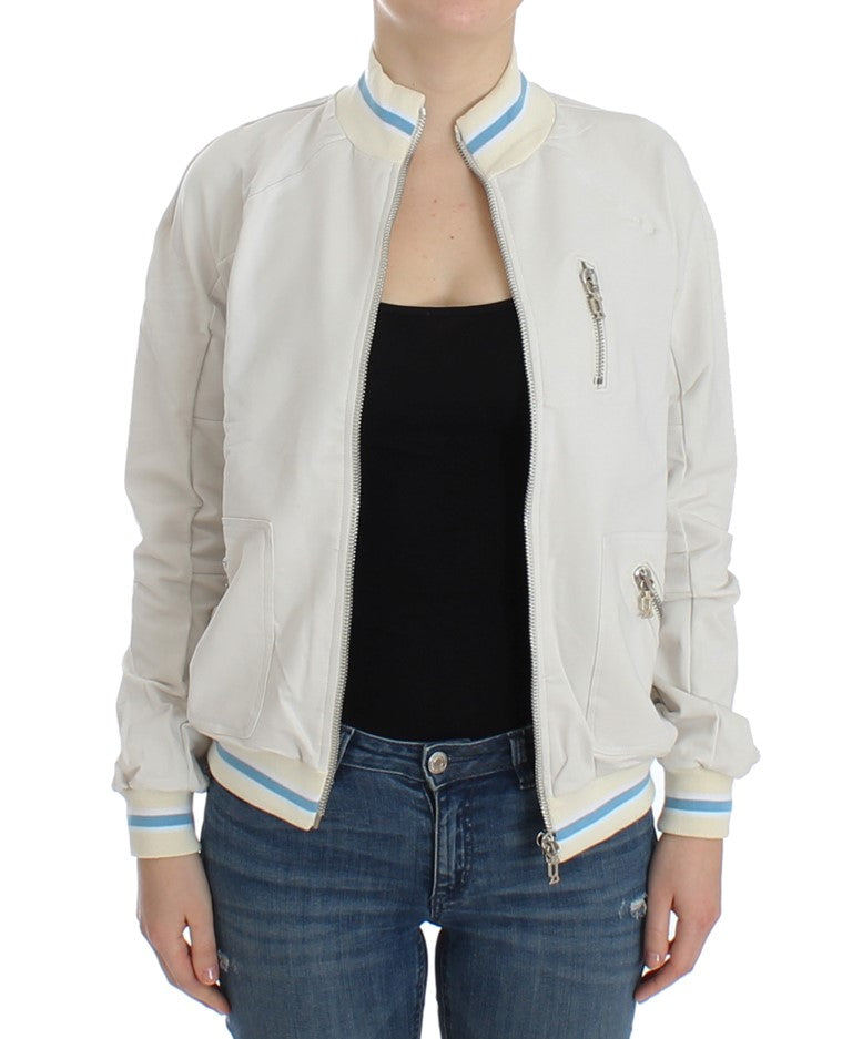 John Galliano Elegant White Zip Cardigan