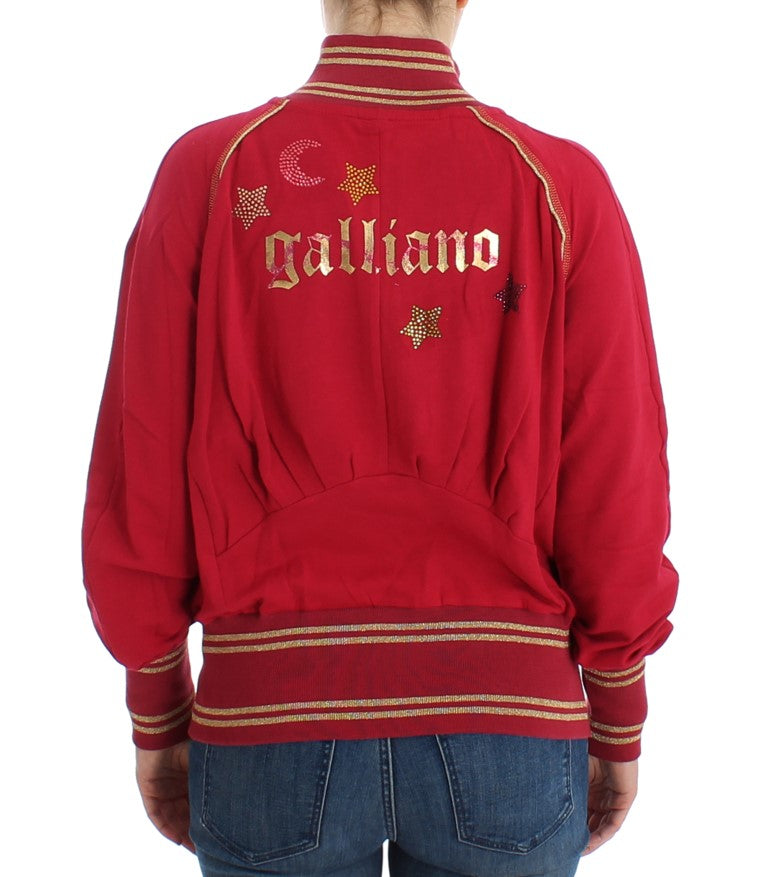 John Galliano Elegante cárdigan rosa con cremallera y detalle de logotipo