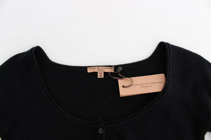 Pull raccourci en laine et cachemire noir Ermanno Scervino