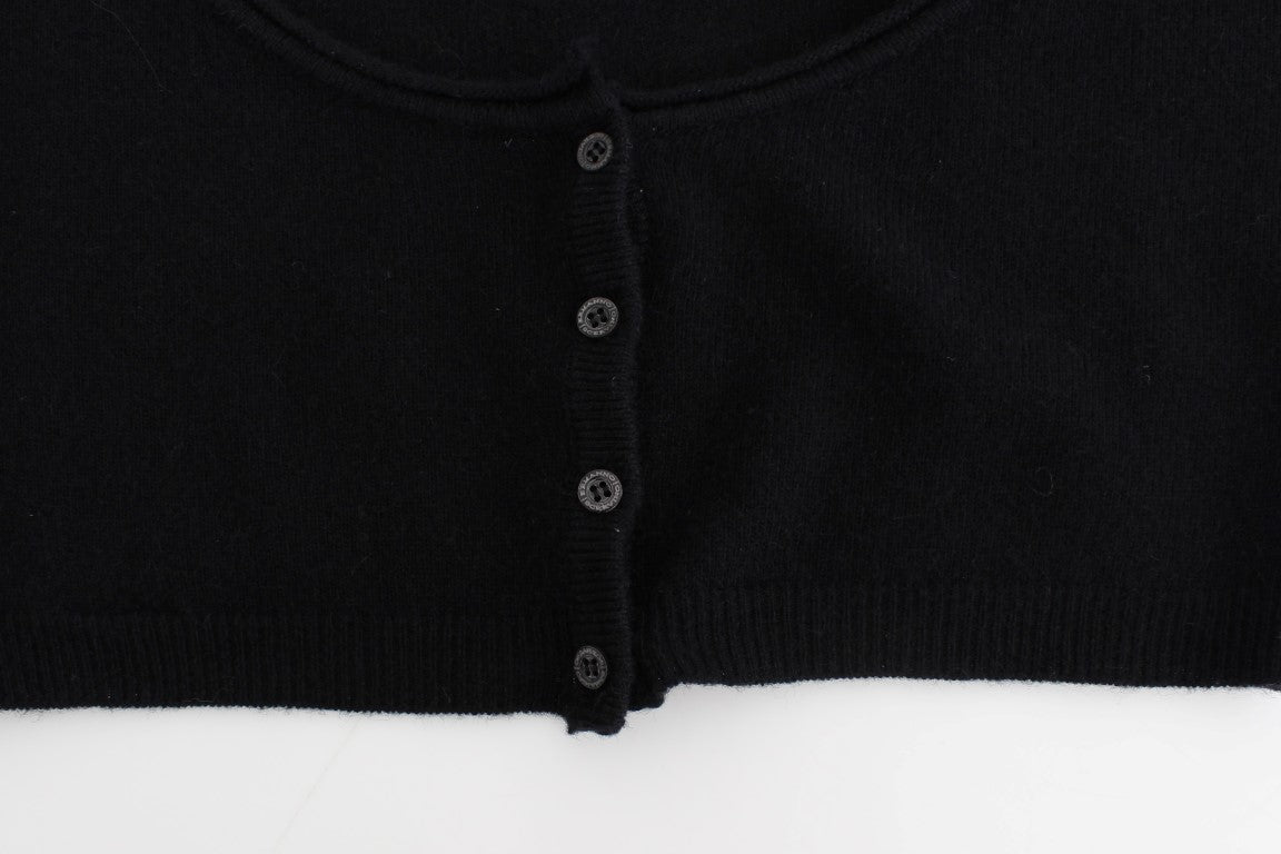 Pull raccourci en laine et cachemire noir Ermanno Scervino