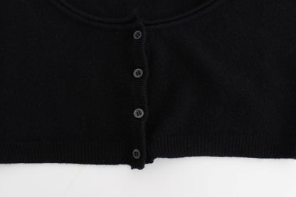 Pull raccourci en laine et cachemire noir Ermanno Scervino