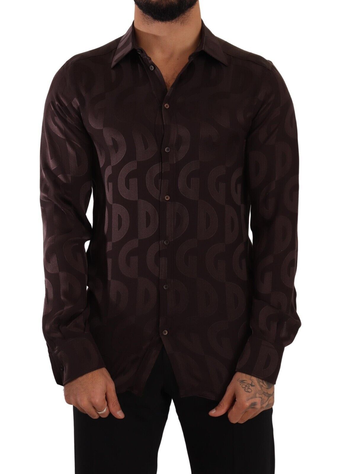 Chemise habillée en soie bordeaux Dolce &amp; gabbana