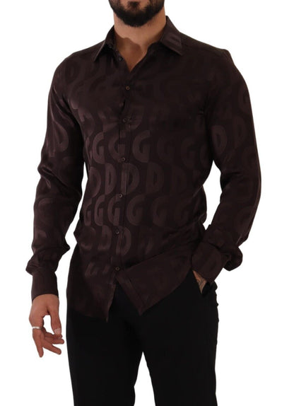 Dolce & Gabbana Elegant Bordeaux Silk Dress Shirt