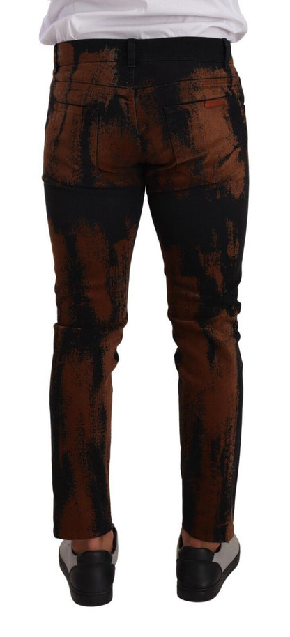 Dolce &amp; Gabbana - Jean slim tie-dye marron noir