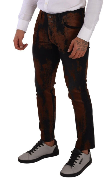 Dolce &amp; Gabbana - Jean slim tie-dye marron noir