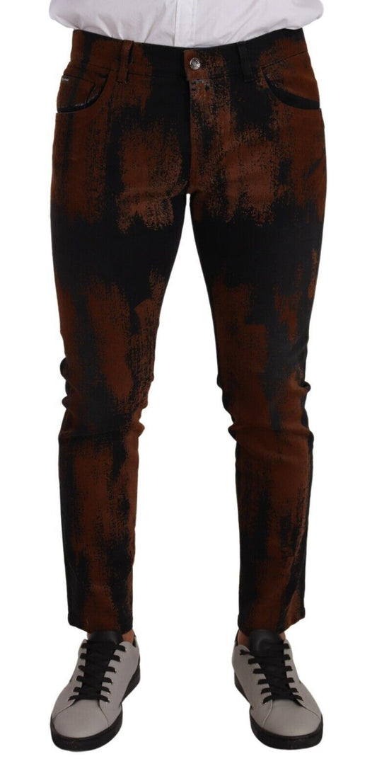 Dolce &amp; Gabbana - Jean slim tie-dye marron noir