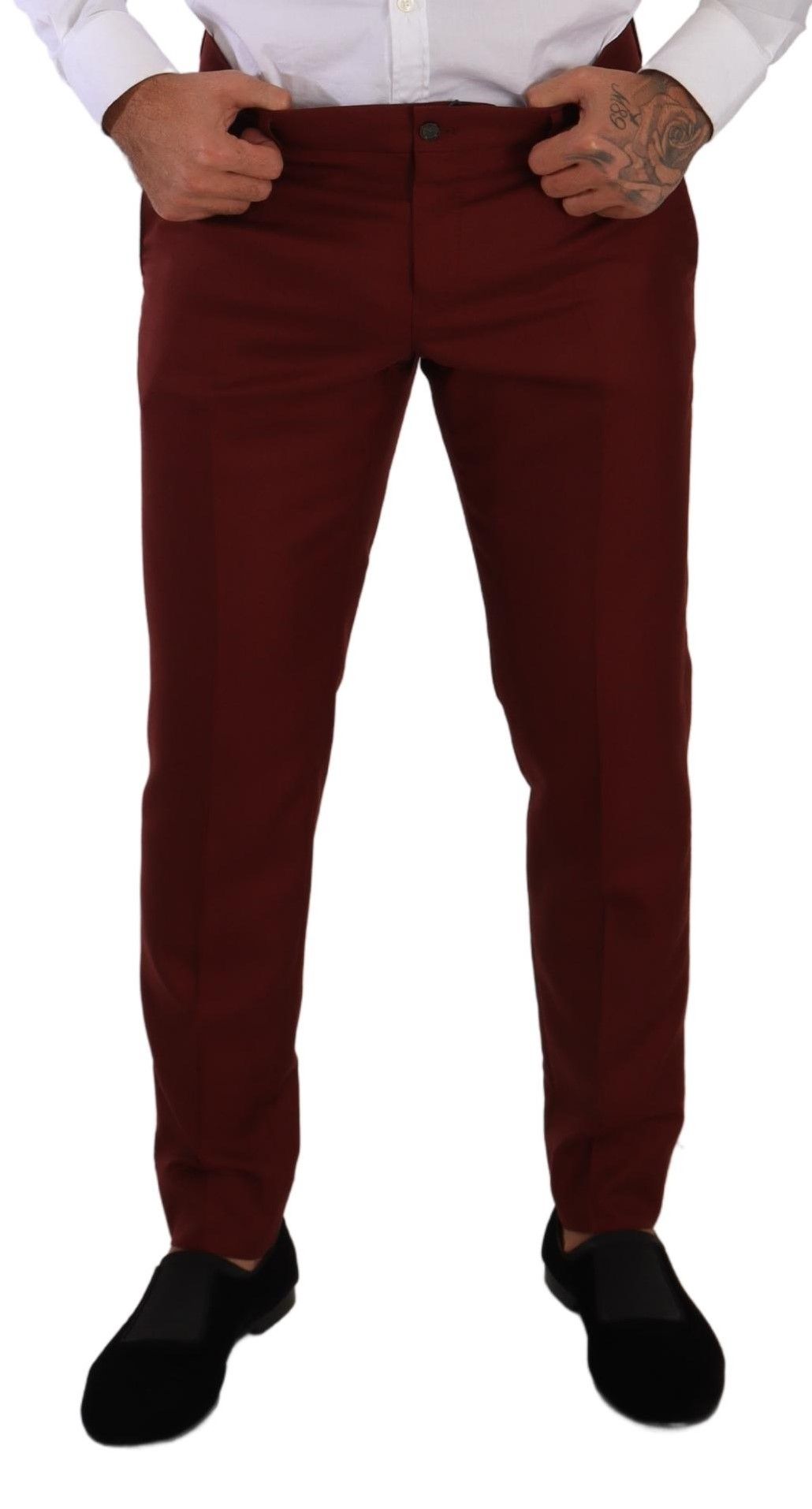 Pantalon de costume rouge en cachemire et soie Dolce &amp; gabbana