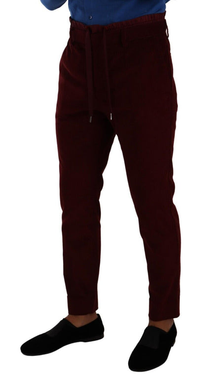 Dolce &amp; gabbana pantalon habillé en velours bordeaux