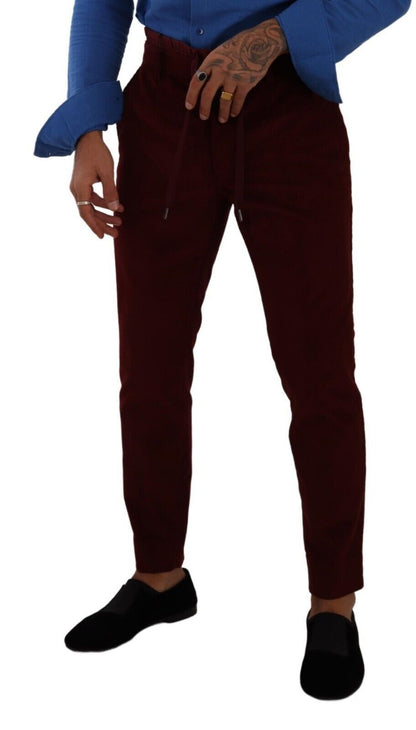 Dolce &amp; gabbana pantalon habillé en velours bordeaux