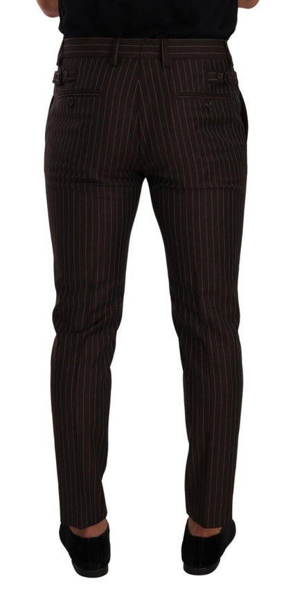 Pantalon homme en laine à rayures marron Dolce &amp; gabbana