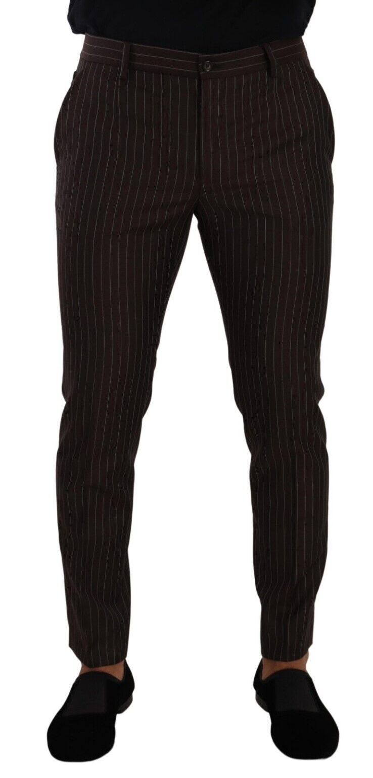 Pantalon homme en laine à rayures marron Dolce &amp; gabbana