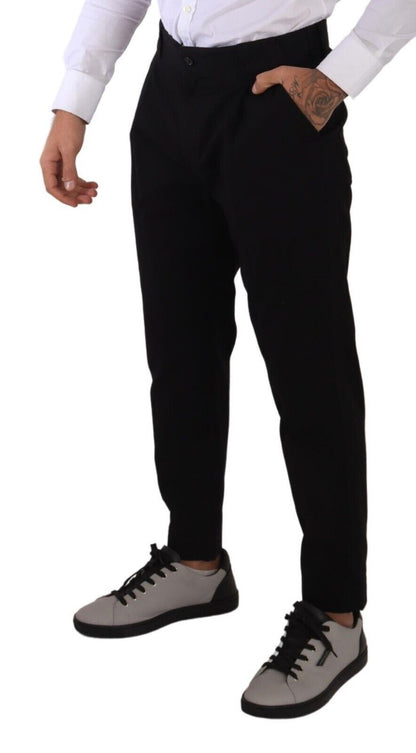 Pantalon chino fuselé en coton noir Dolce &amp; gabbana