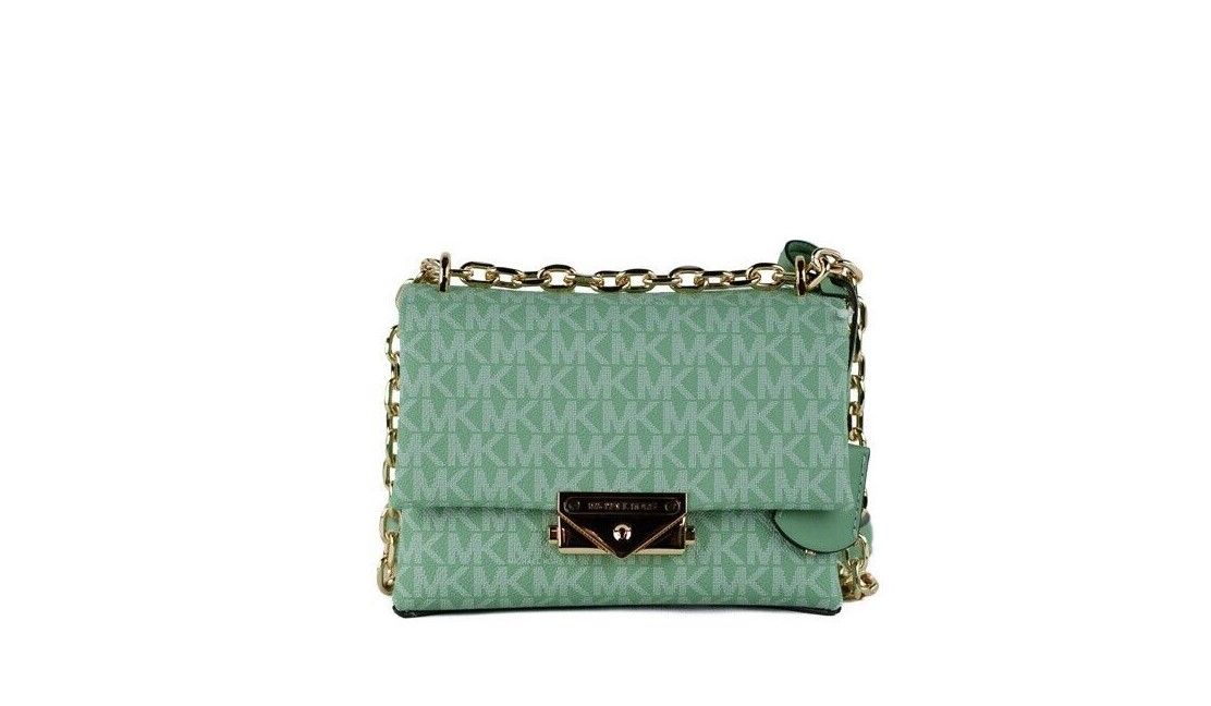 Michael kors cece petit sac à bandoulière à rabat convertible en pvc signature vert d'eau