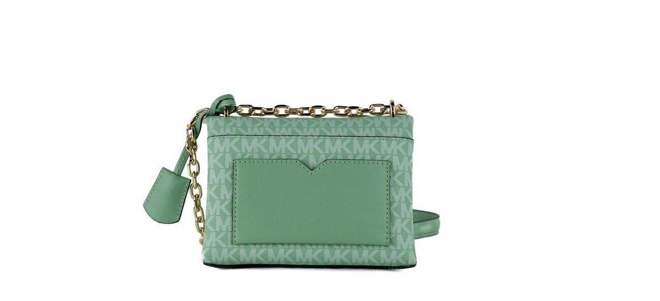 Michael kors cece petit sac à bandoulière à rabat convertible en pvc signature vert d'eau