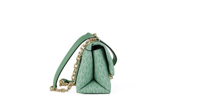 Michael kors cece petit sac à bandoulière à rabat convertible en pvc signature vert d'eau