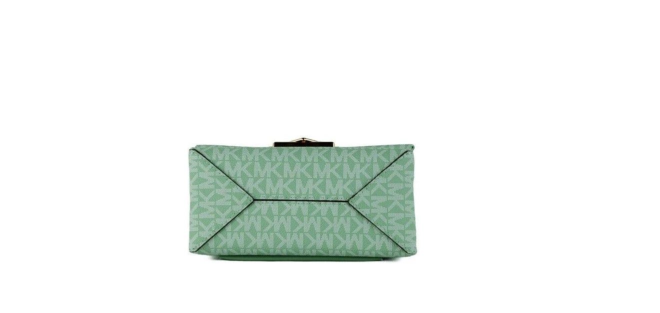 Michael kors cece petit sac à bandoulière à rabat convertible en pvc signature vert d'eau