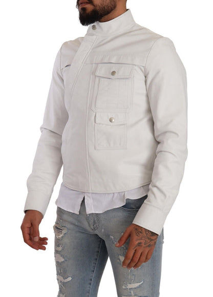 Veste motard en cuir blanc exquise Diesel