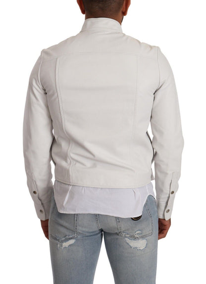 Veste motard en cuir blanc exquise Diesel