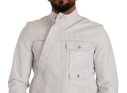 Veste motard en cuir blanc exquise Diesel