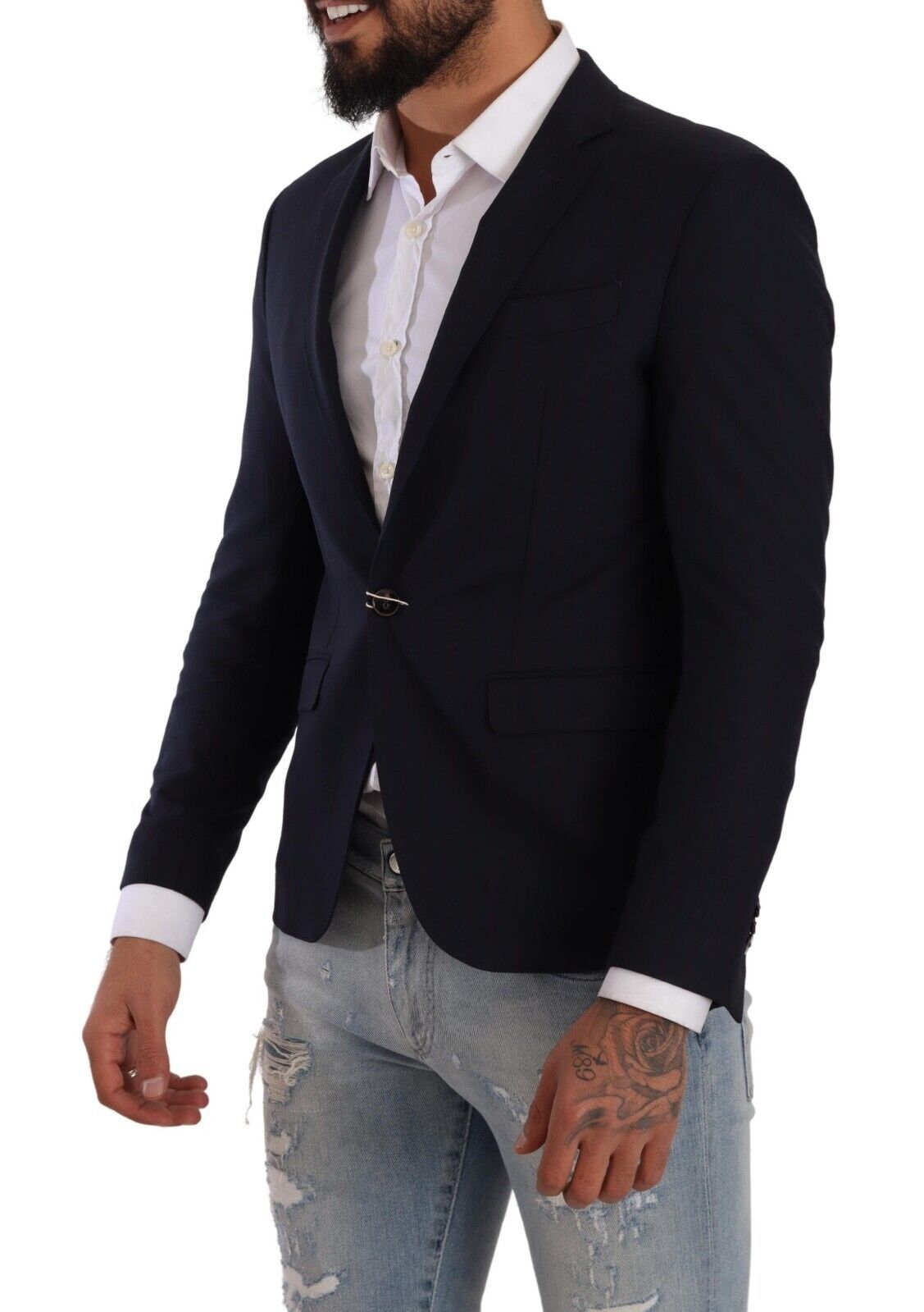 Domenico tagliente blazer bleu foncé coupe slim