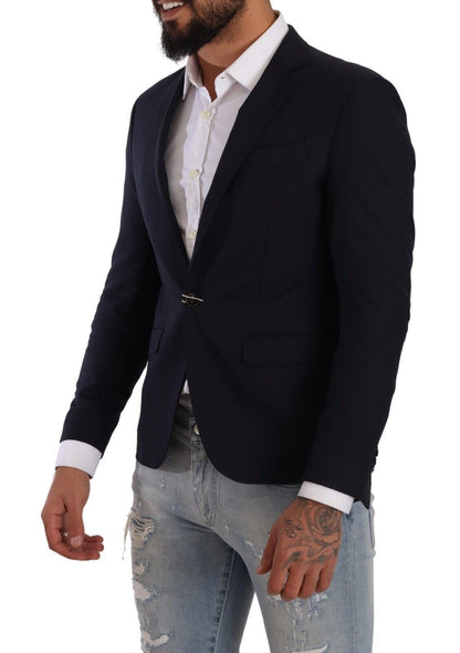 Domenico Tagliente Elegant Slim Fit Dark Blue Blazer