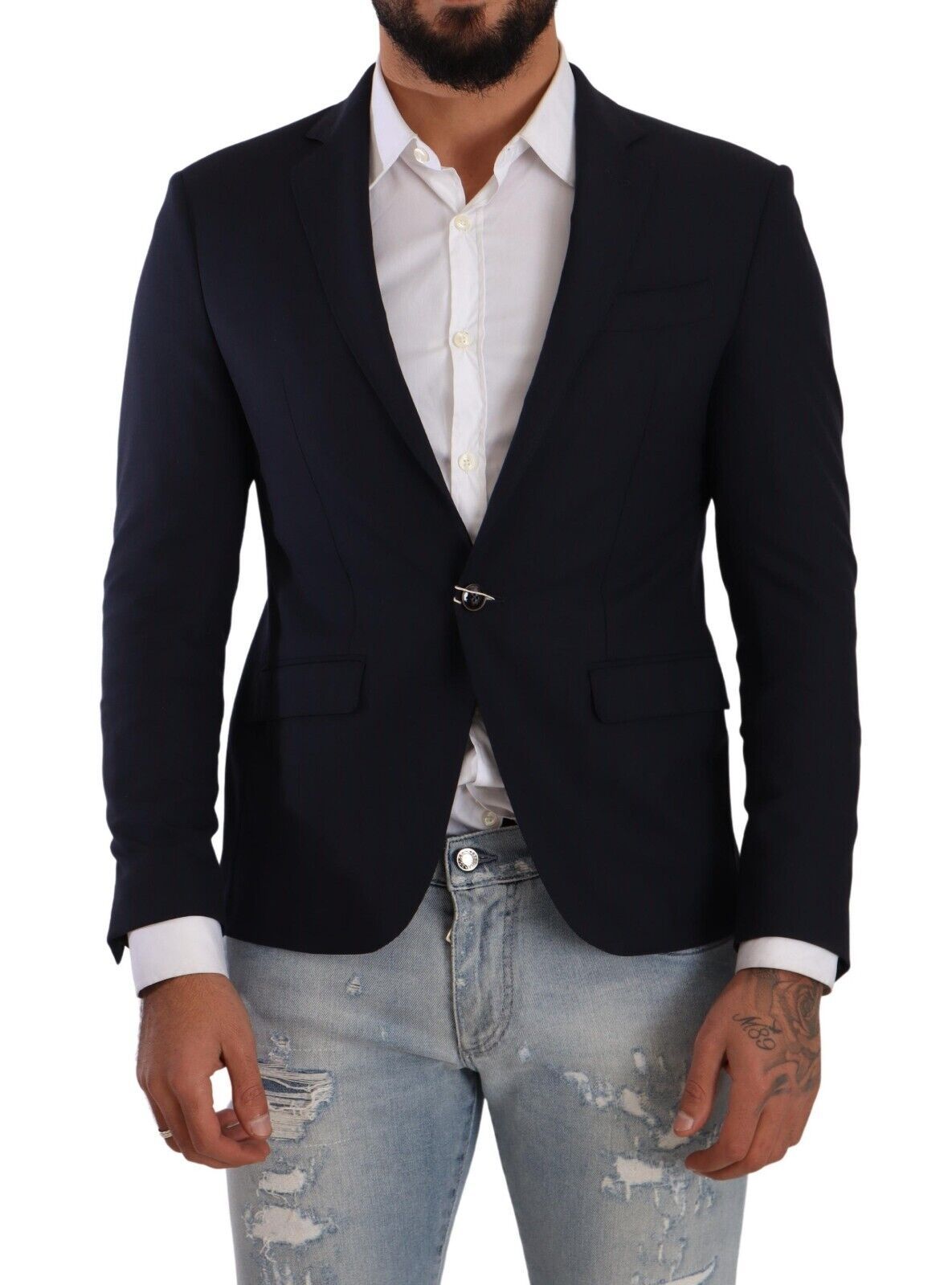 Domenico Tagliente Elegant Slim Fit Dark Blue Blazer