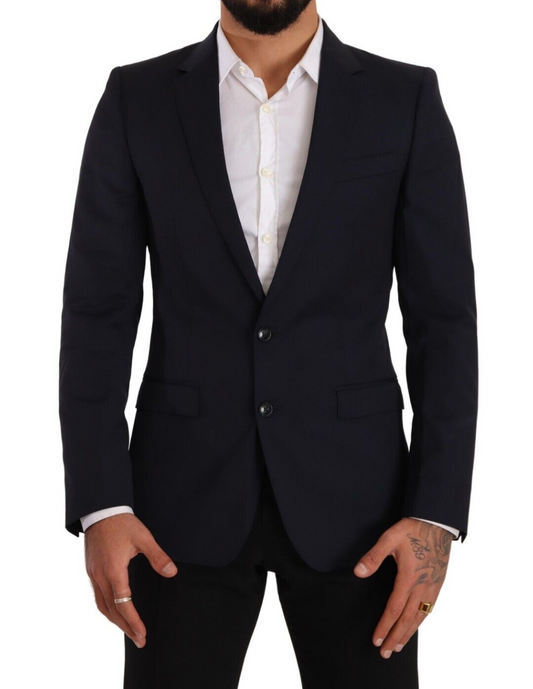 Dolce &amp; Gabbana Blazer slim en laine bleu marine élégant Martini