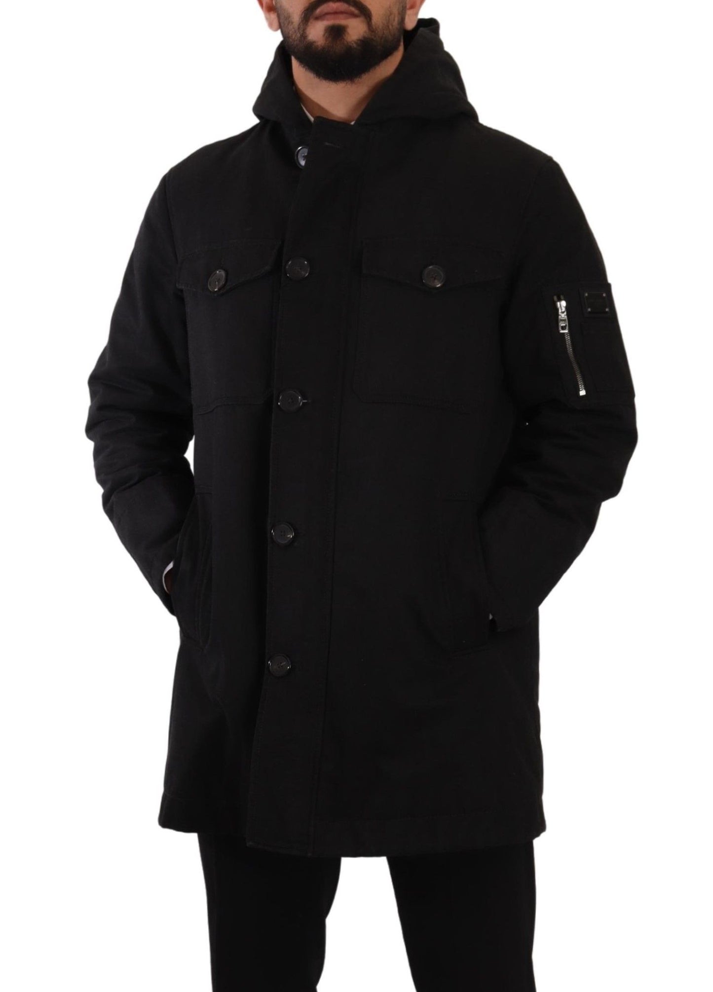 Veste à capuche parka noire Dolce &amp; gabbana