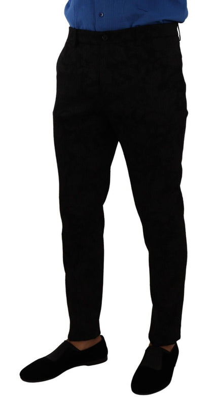 Dolce &amp; gabbana - Pantalon habillé coupe slim en brocart noir