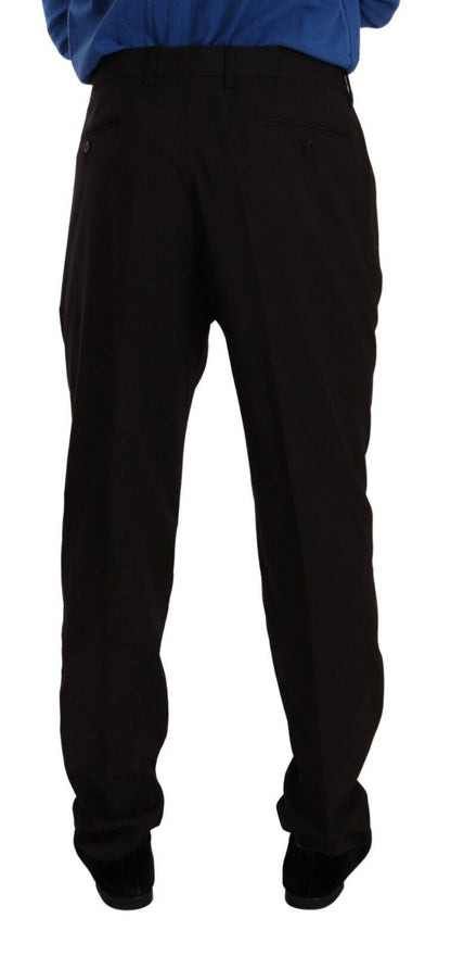 Dolce & Gabbana Elegant Brown Striped Wool Dress Pants