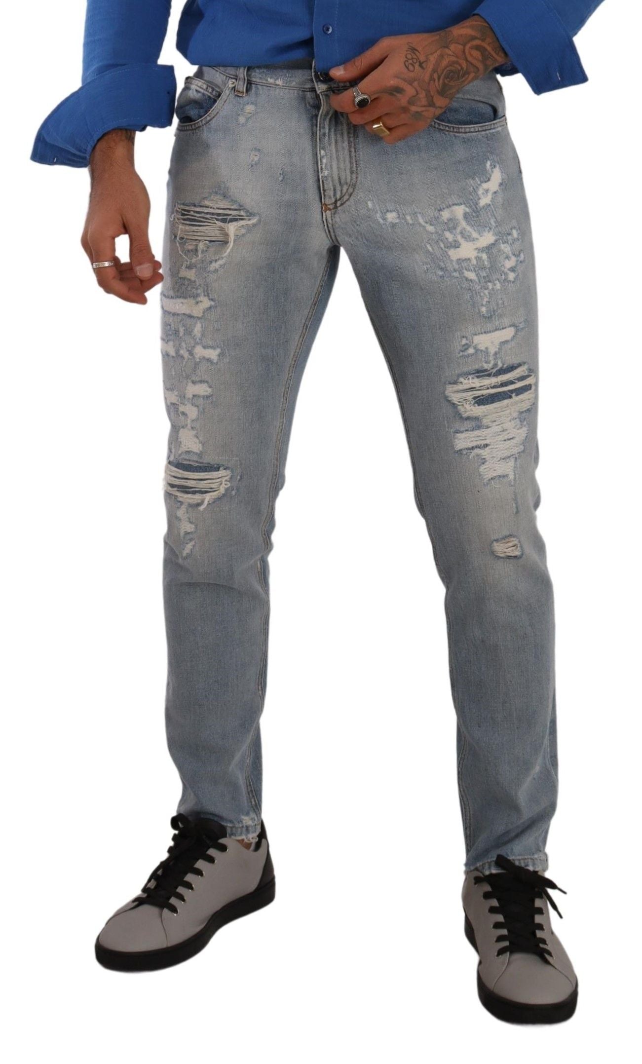 Dolce &amp; gabbana jean droit en denim bleu clair