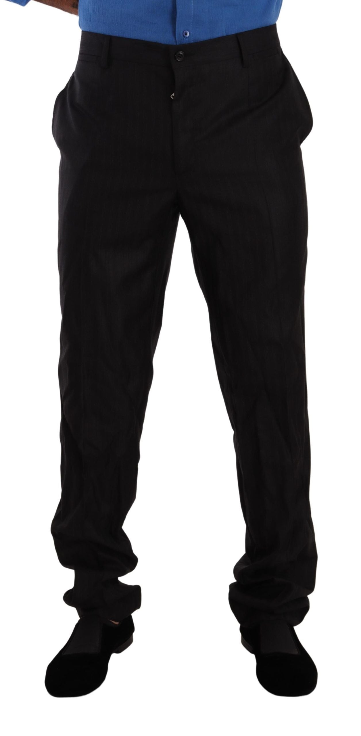 Dolce & Gabbana Elegant Striped Wool-Silk Dress Pants