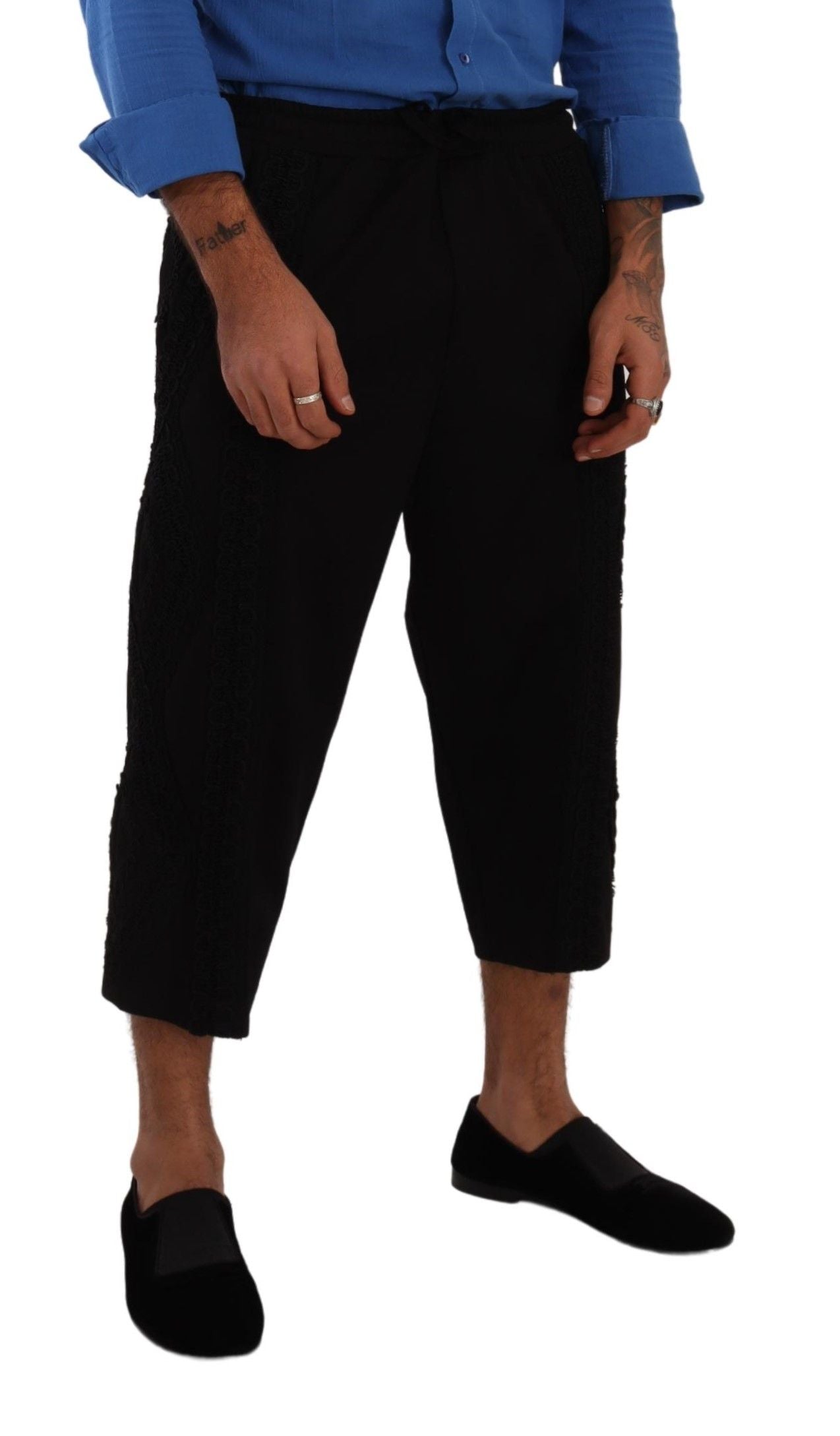 Dolce &amp; gabbana pantalon court en coton mélangé noir