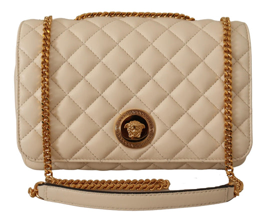 Versace Bolso de hombro Medusa de piel de napa blanca